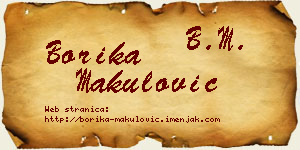 Borika Makulović vizit kartica